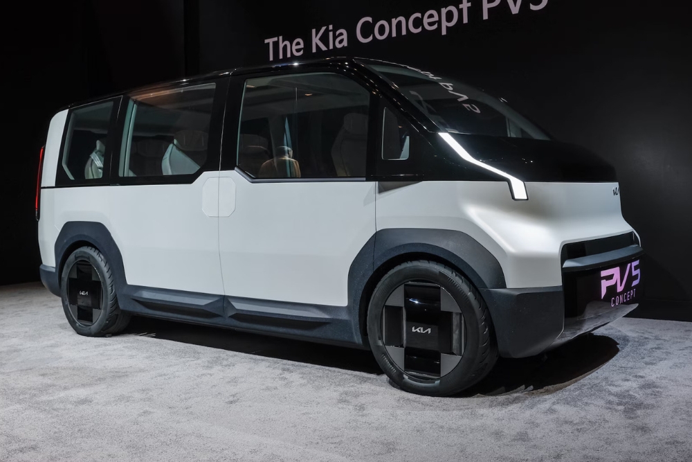 A silver Kia EV Van