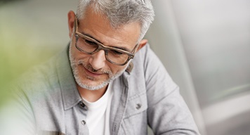 Man looking down to the right