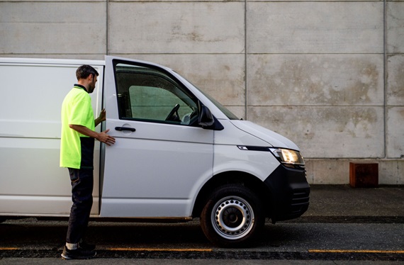 Fleet management - man closing van door