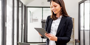 woman with tablet
