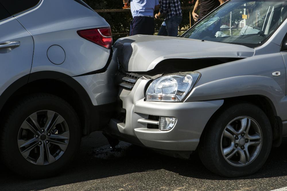 Low-speed fleet accidents Two cars in a minor rear-end collision, illustrating a typical low-speed fleet accident scenario